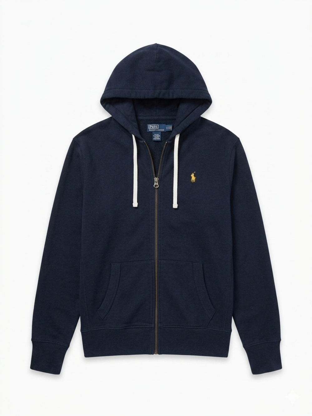 Polo by Ralph Lauren Navy Zip-Up Hoodie with Yellow Pony Size L